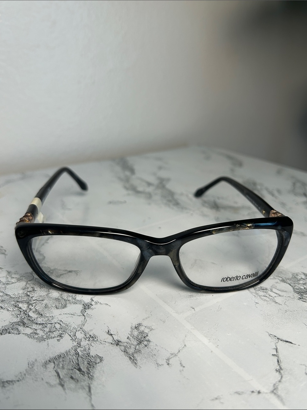 Roberto Cavalli Martinica 715 Marble Cat Eye Eyeglasses 54-17-140 NWT